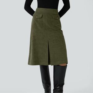 HALARA Olive Corduroy Midi Skirt - Size L
